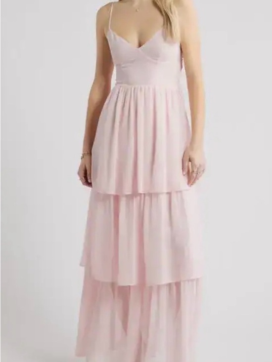bp Dresses & Skirts - bp Blush Pink Tiered Spaghetti-Strap Maxi Dress